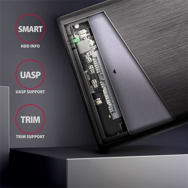 AXAGON EE25-A6C USB-C csavar nélküli külső ház 2, 5" HDD/SSD, fekete