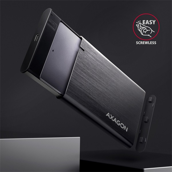 AXAGON EE25-A6C USB-C csavar nélküli külső ház 2, 5" HDD/SSD, fekete