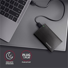 AXAGON EE25-A6M USB 3.2 csavar nélküli külső ház alumínium 2, 5" HDD/SSD, fekete