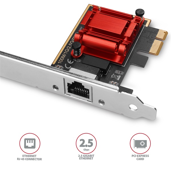 AXAGON PCEE-G25 PCIE 2.5 GIGABIT ETHERNET (PCI-Express hálózati kártya 2.5Gbit/s átviteli sebességgel, PXE-támogatással)