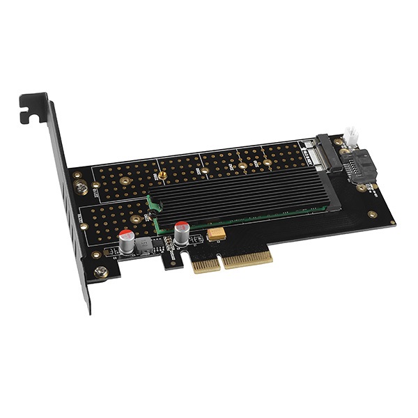 AXAGON PCEM2-DC PCIE NVME+SATA M.2 ADAPTER (PCI-Express x4 adapter hűtővel akár két M.2 lemez számítógéphez)