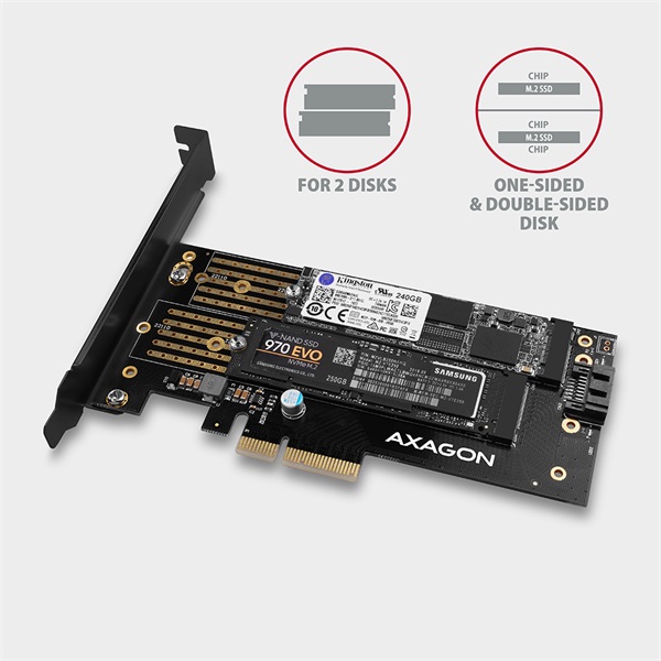 AXAGON PCEM2-D PCIe NVMe+SATA M.2 adapter