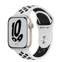 Apple Watch Nike S7 GPS, 41mm Starlight Aluminium Case with Pure Platinum/Black Nike Sport Band - Regular