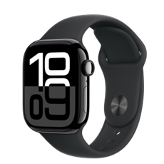 Apple Watch S10 GPS 42mm Jet Black Alu Case with Black Sport Band - M/L