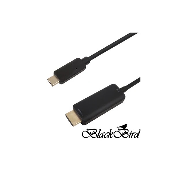 BLACKBIRD Kábel USB Type-C male to HDMI male (DP ALT MODE) 4k 60Hz 2m, Fekete