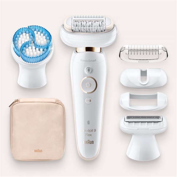 BRAUN Silk-épil 9 Flex SES 9010 Wet&Dry epilátor 6 kiegészítővel, többek között mélytisztító testradírozó kefével