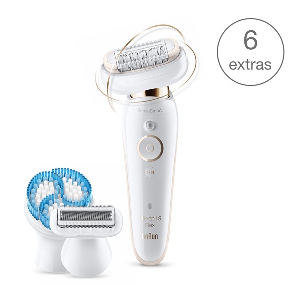 BRAUN Silk-épil 9 Flex SES 9010 Wet&Dry epilátor 6 kiegészítővel, többek között mélytisztító testradírozó kefével