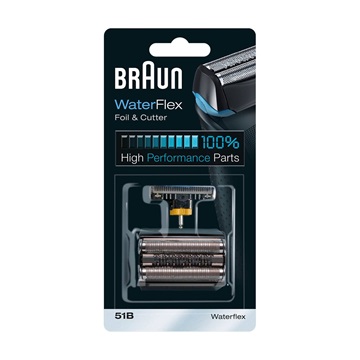 BRAUN WaterFlex Foil and Cutter 51B replacement pack black. For WaterFlex