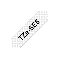 BROTHER Biztonsági szalag TZESE5, Laminált feliratokhoz, fehér alapon fekete betűs, 24 mm széles, 8m