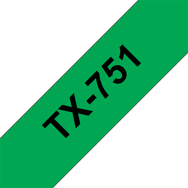 BROTHER szalag TX751, Zöld alapon fekete, 24 mm széles, 15m