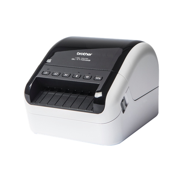 BROTHER Címkenyomtató QL1110NWB, asztali, thermál,  110mm/mp, USB/BT/LAN/Wifi, 300dpi, kijelző, DK címke