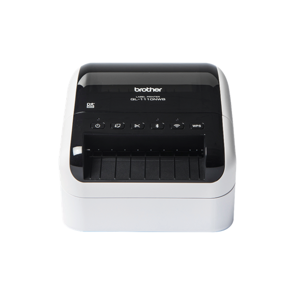BROTHER Címkenyomtató QL1110NWB, asztali, thermál,  110mm/mp, USB/BT/LAN/Wifi, 300dpi, kijelző, DK címke
