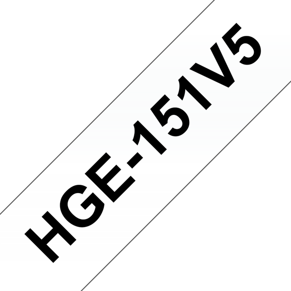 BROTHER szalag HGe-151, Átlátszó alapon Fekete, Nagy sebességű, 24mm  0.94", 8 méter, 5db/csomag