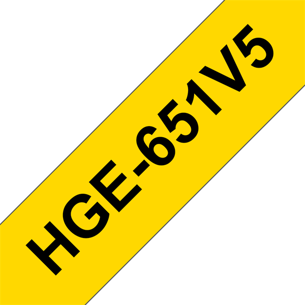 BROTHER szalag HGe-651, Sárga alapon Fekete, Nagy sebességű, 24mm  0.94", 8 méter, 5db/csomag