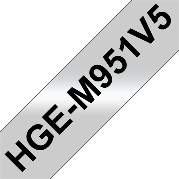 BROTHER szalag HGe-M951, Matt ezüst alapon Fekete, Nagy sebességű, 24mm  0.94", 8 méter, 5db/csomag