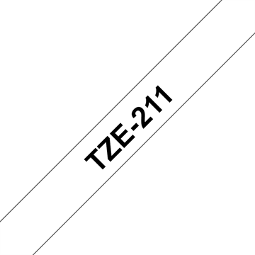 BROTHER szalag TZe-211, Fehér alapon Fekete, Laminált, 6mm  0.23", 8 méter