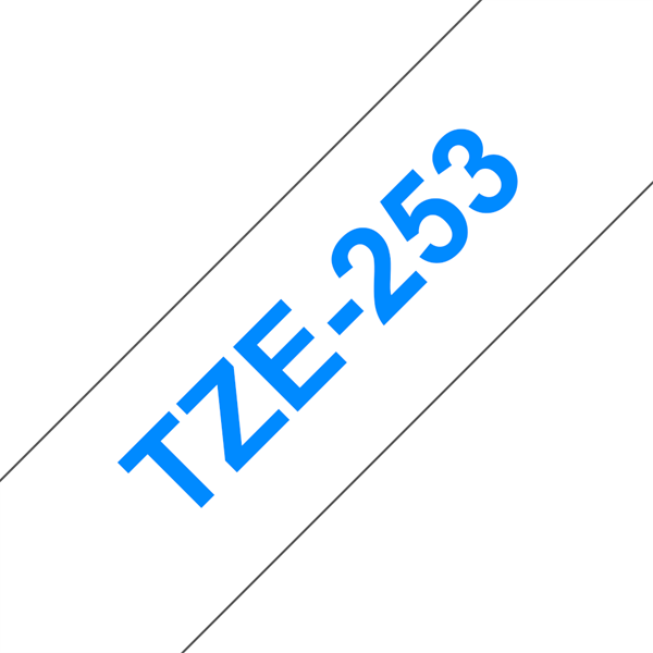 BROTHER szalag TZe-253, Fehér alapon Kék, Laminált, 24mm  0.94", 8 méter