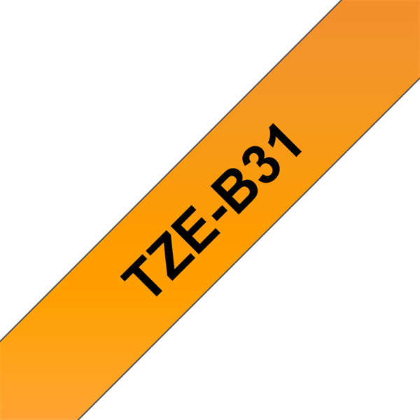 BROTHER szalag TZe-B31, Fluoreszkáló narancs alapon Fekete, Laminált, 12mm  0.47", 5 méter