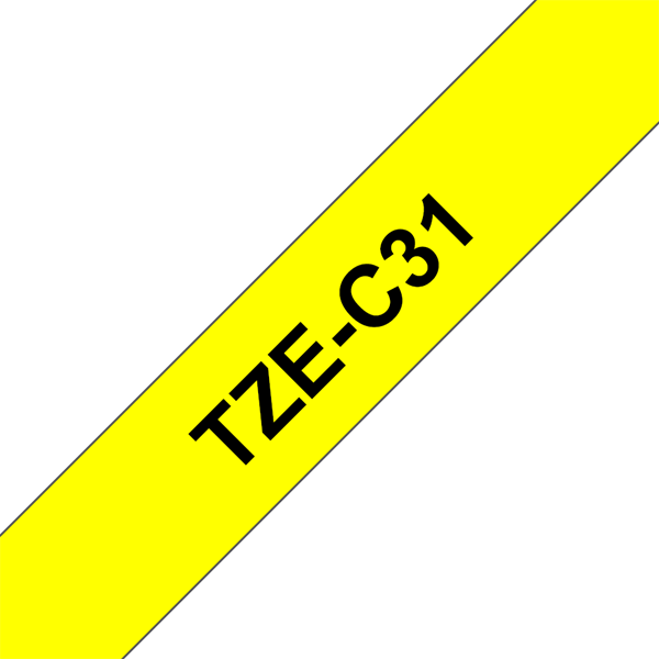 BROTHER szalag TZe-C31, Fluoreszkáló sárga alapon Fekete, Laminált, 12mm  0.47", 5 méter