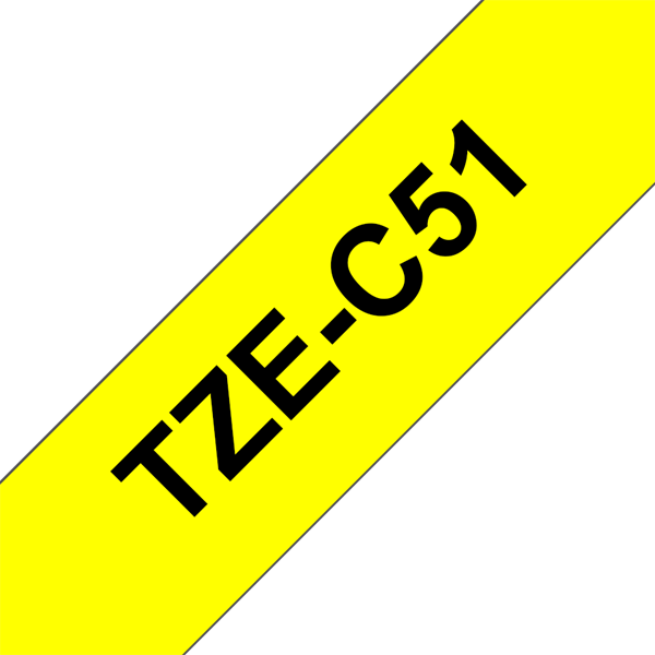 BROTHER szalag TZe-C51, Fluoreszkáló sárga alapon Fekete, Laminált, 24mm  0.94", 5 méter