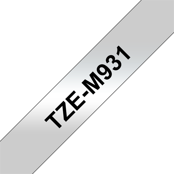 BROTHER szalag TZe-M931, Matt ezüst alapon Fekete, Laminált, 12mm  0.47", 8 méter