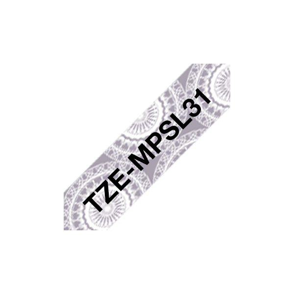 BROTHER szalag TZe-MPSL31, Ezüst mintás alapon Fekete, Laminált, 12mm  0.47", 4 méter