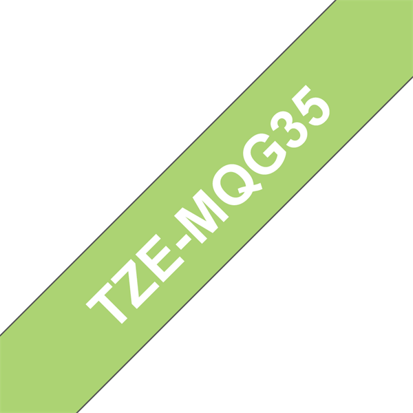 BROTHER szalag TZe-MQG35, Lime zöld alapon Fehér (matt), Laminált, 12mm  0.47", 5 méter
