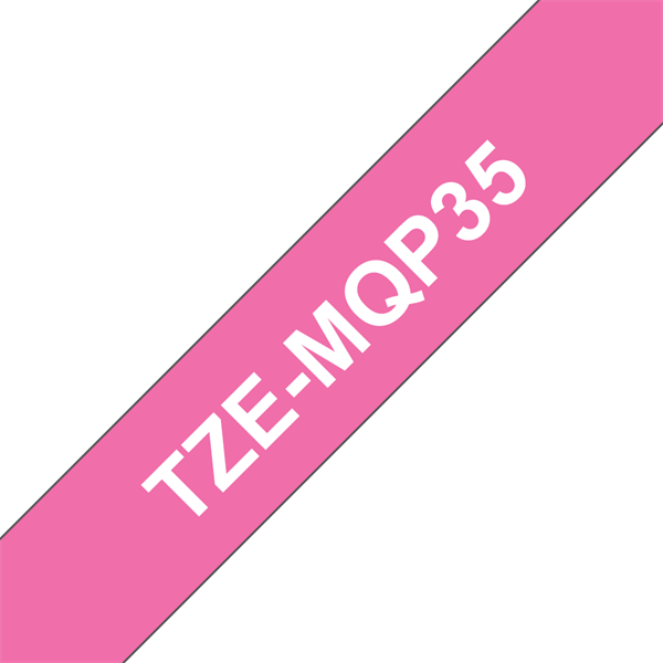 BROTHER szalag TZe-MQP35, Élénk rózsaszín alapon Fehér (matt), Laminált, 12mm  0.47", 5 méter