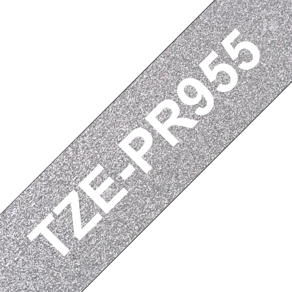 BROTHER Prémium feliratozó szalag TZEPR955, Ezüst alapon fehér szalag, 24 mm széles, 8m