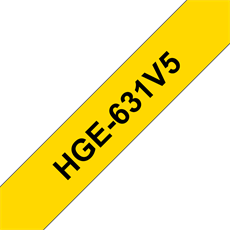 BROTHER szalag HGe-631, Sárga alapon Fekete, Nagy sebességű, 12mm  0.47", 8 méter, 5db/csomag
