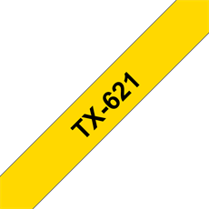 BROTHER szalag TX621, Sárga alapon fekete laminált szalag - 9 mm széles