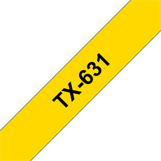 BROTHER szalag TX631, Sárga alapon fekete, 12 mm széles, 15m