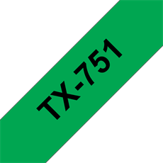 BROTHER szalag TX751, Zöld alapon fekete, 24 mm széles, 15m