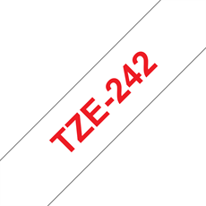 BROTHER szalag TZe-242, Fehér alapon Piros, Laminált, 18mm  0.7", 8 méter