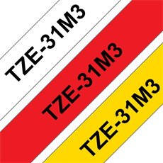 BROTHER szalag TZe-31M3, 3db-os csomag: piros-, fehér- és sárga alapon fekete (TZe231+TZe431+TZe631), 12mm x 8m