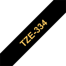 BROTHER szalag TZe-334, Fekete alapon Arany, Laminált, 12mm  0.47", 8 méter