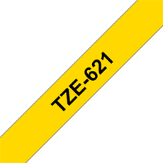 BROTHER szalag TZe-621, Sárga alapon Fekete, Laminált, 9mm  0.35", 8 méter