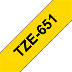 BROTHER szalag TZe-651, Sárga alapon Fekete, Laminált, 24mm  0.94", 8 méter