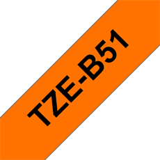 BROTHER szalag TZe-B51, Fluoreszkáló narancs alapon Fekete, Laminált, 24mm  0.94", 5 méter