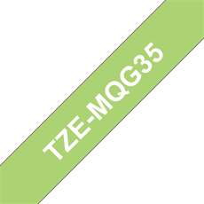 BROTHER szalag TZe-MQG35, Lime zöld alapon Fehér (matt), Laminált, 12mm  0.47", 5 méter