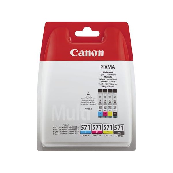 CANON Tintapatron CLI-571KIT multipack Pixma MG 5700, 6800, 7700 nyomtatókhoz, b+c+m+y, 4*7ml