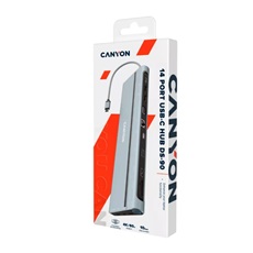 CANYON HUB 14-in-1, USB-C, 1xUSB3.0, 1xUSB2.0, 1xUSB-A 3.2, 1xUSB-C 3.2, 1xHDMI, VGA, Ethernet, Audio,szürke - CNS-HDS90