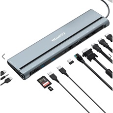 CANYON HUB 14-in-1, USB-C, 1xUSB3.0, 1xUSB2.0, 1xUSB-A 3.2, 1xUSB-C 3.2, 1xHDMI, VGA, Ethernet, Audio,szürke - CNS-HDS90