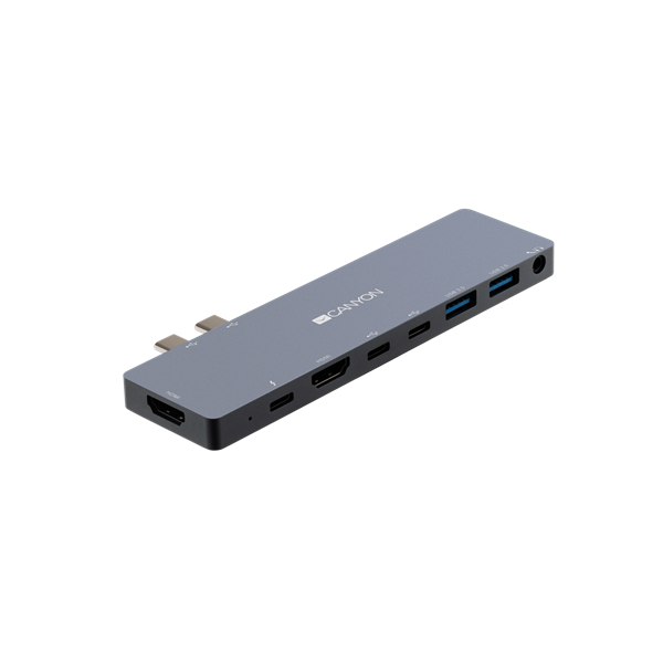 CANYON USB-C HUB Multiport, MacBook-hoz, 8-in-1, USB3.0, HDMI, USB-C, Audio, szürke - CNS-TDS08DG