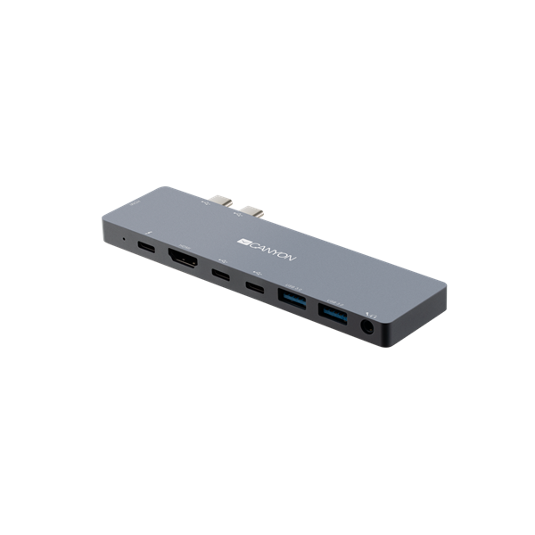 CANYON USB-C HUB Multiport, MacBook-hoz, 8-in-1, USB3.0, HDMI, USB-C, Audio, szürke - CNS-TDS08DG