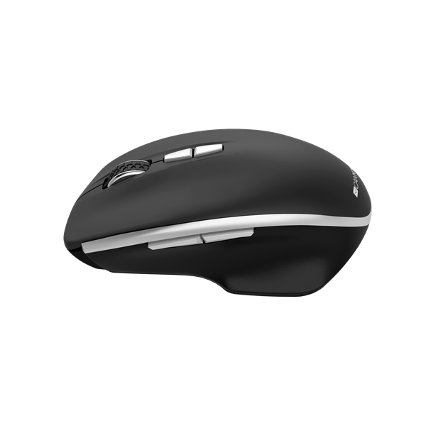 CANYON Vezeték Nélküli Egér, Optikai, Kék LED Sensor, 7 gombos, 1600dpi, 2db elemmel, fekete - CNS-CMSW21B