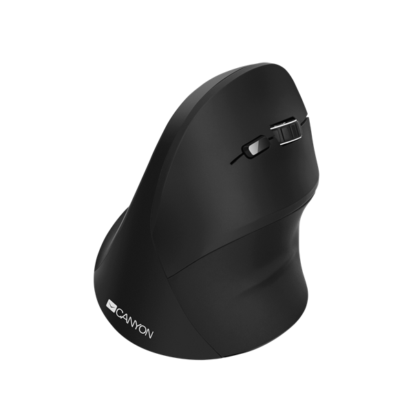 CANYON Vezeték Nélküli Egér, Vertikális, Optikai, Pixart Sensor, 6 gombos, 1600dpi, 1db elemmel, fekete - CNS-CMSW16B