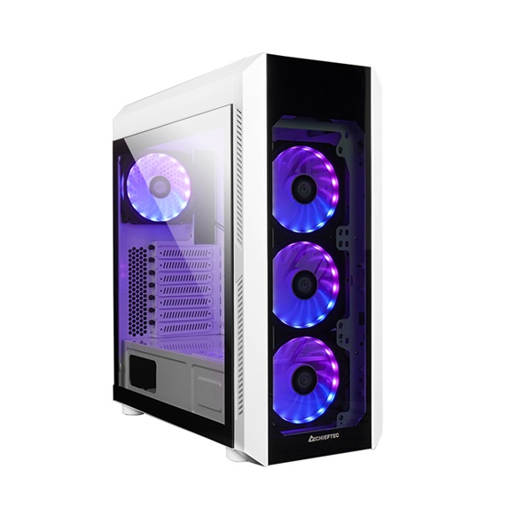 CHIEFTEC Ház Gaming Scorpion 3 WHITE EDITION GL-03W-OP, ATX, 4xRGB Ventillátor + Kontroller, Edzett Üveg, fehér