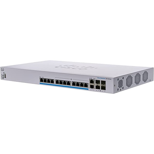 CISCO Switch 12x5000Mbps (8xPOE+) + 4x10000Mbps SFP+, Fémházas, Rackes, Menedzselhető - CBS350-12NP-4X-EU