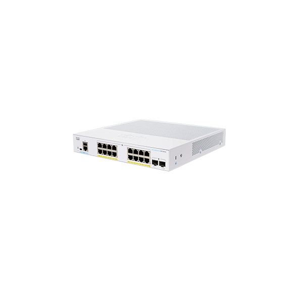 CISCO Switch 16x1000Mbps (POE+) + 2x1000Mbps SFP, Fémházas, Rackes, Menedzselhető - CBS350-16P-2G-EU